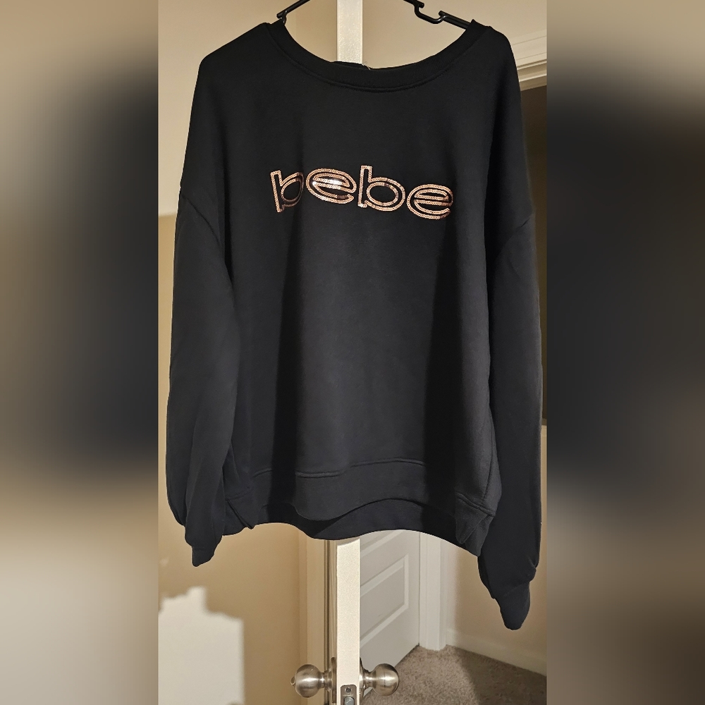 Women black bebe active top size (2x)